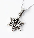 Sterling Silver Star of David Necklace - Double Star