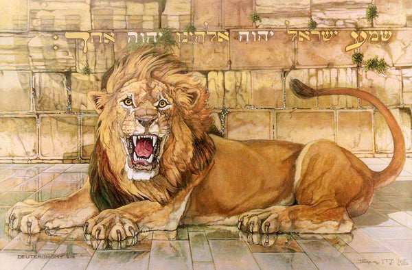 "Shema" Lion Print by Touraine (22" X 15")