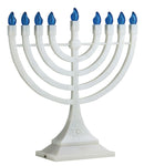 LED Electronic Menorah - Battery or USB Powered - White