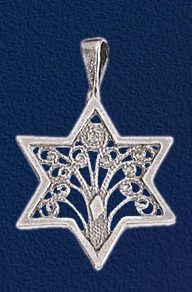 Star of David inlaid with the Tree of Life Necklace