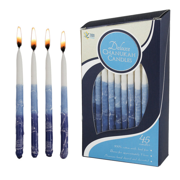 Deluxe Hanukkah Candles Blue Elegance - Box of 45